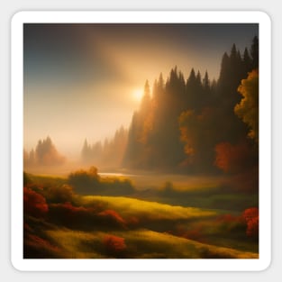 Autumn Landscape in the Golden Hour Sticker